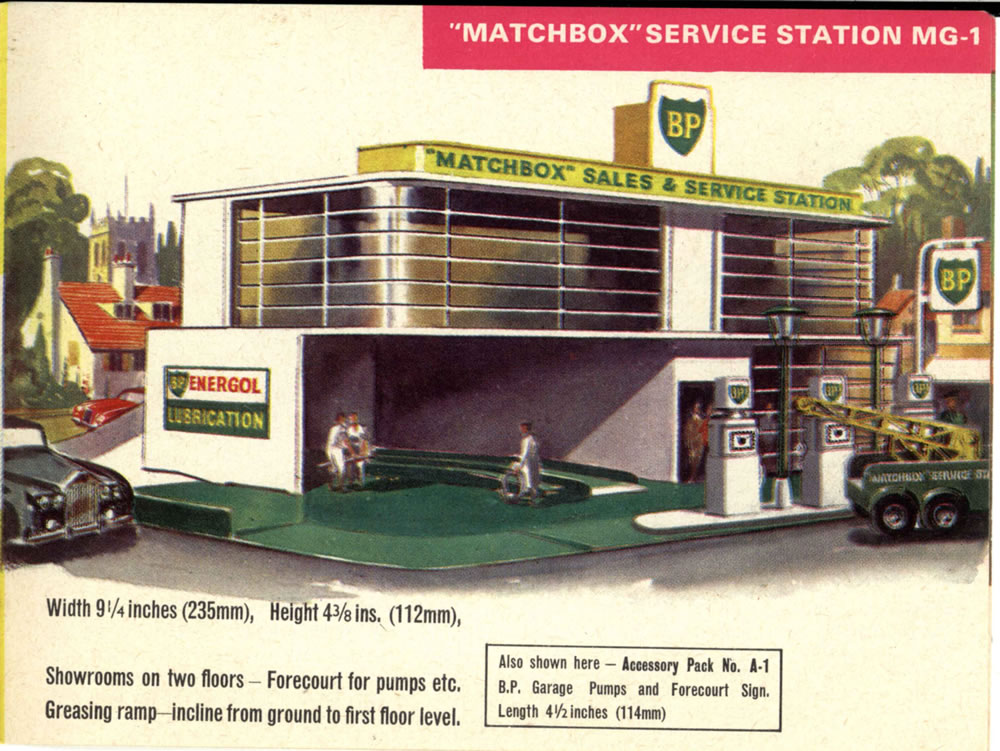 Matchbox Lesney 1964 catalog MG1 garage