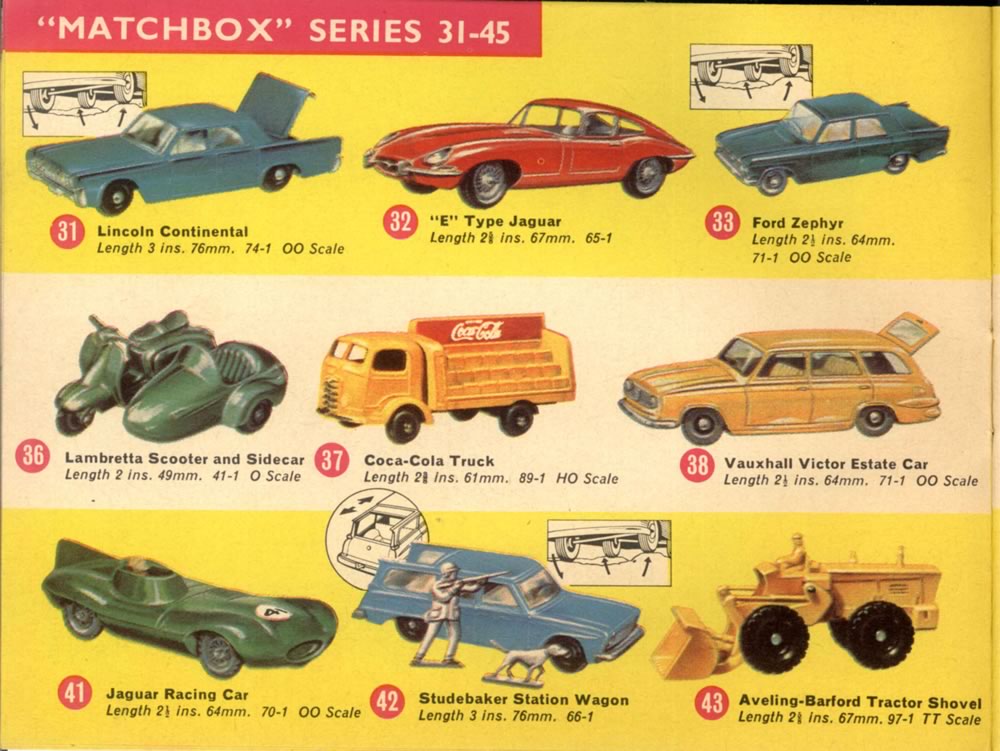 Matchbox Lesney 1965 catalog regular wheels 1-75 series numbers 31-43