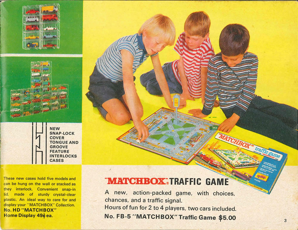 Matchbox Lesney 1969 catalog Page 3, Matchbox traffic game