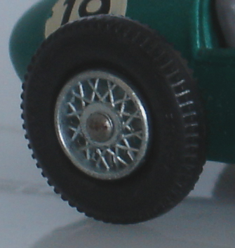 black plastic tires with spoked wheels, 19C Aston Martin racing car